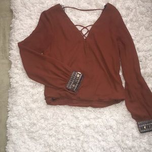 BKE boutique Burnt Orange Blouse
